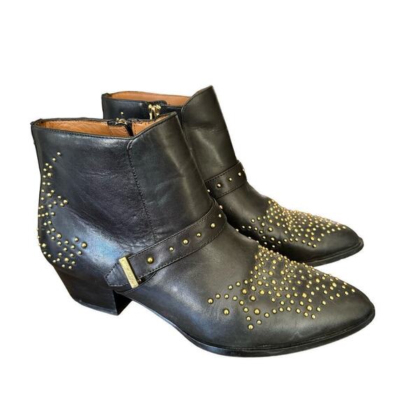 & OTHER STORIES Stud Ankle Boots Leather Black & Gold Size 41 - Picture 3 of 11